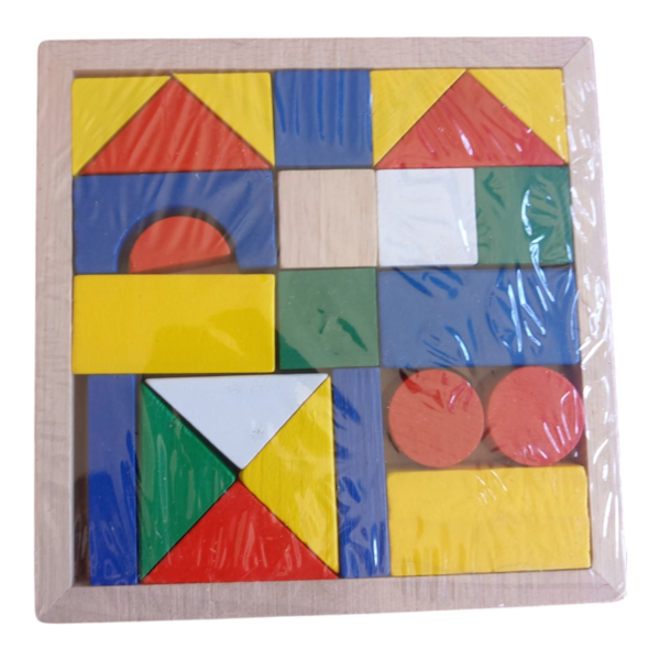 Juego de bloques de madera didácticos 14x14 cm - Figuras geométricas educativas para niños