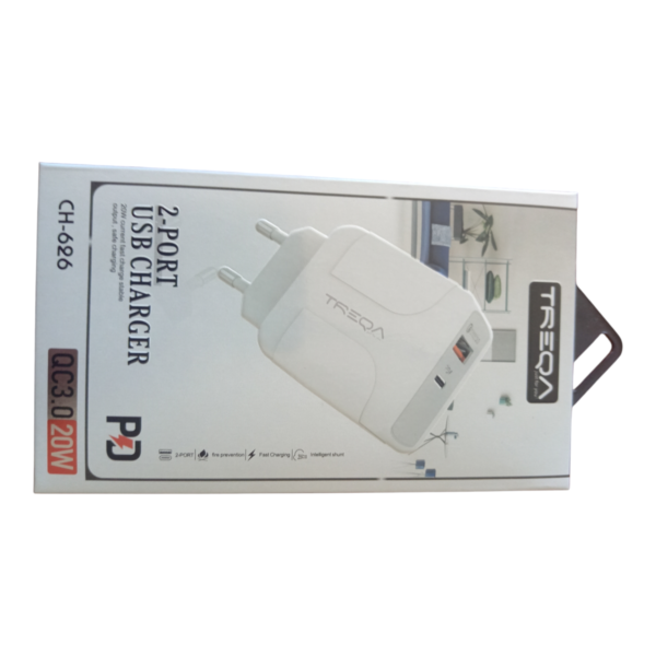 Cargador Rápido USB TREQA CH-626 – 2 Puertos, 20W QC3.0 - Imagen 2