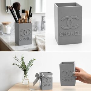 Organizador De Maquillaje Y Lápices Chanel 3d Gris 12x8x5cm