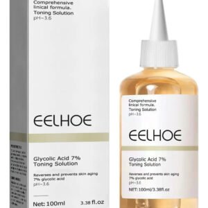 Ácido glicólico 7% toner, suero exfoliante de arrugas para la cara para imperfecciones, hidrata facial y reduce las imperfecciones de la piel, 3.4 fl oz/3.38 onzas líquidas Eelhoe