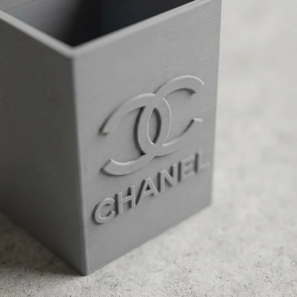 Organizador De Maquillaje Y Lápices Chanel 3d Gris 12x8x5cm 4 Organizador De Maquillaje Y Lápices Chanel 3d Gris 12x8x5cm - Imagen 4